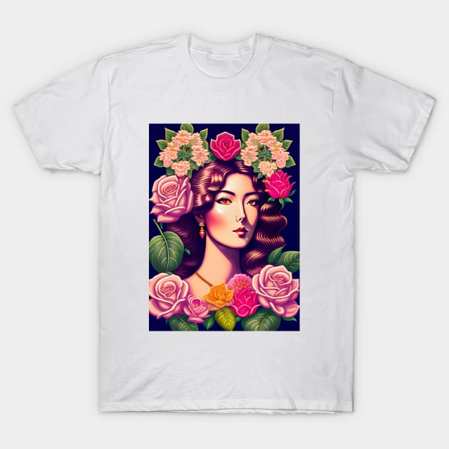 Young Agatha Christie Floral Art T-Shirt by Zachariya420